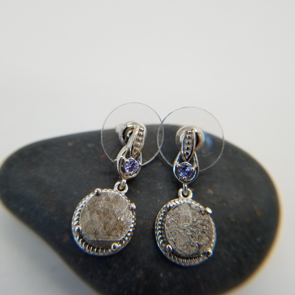 Meteorite, Tanzanite. Earrings.